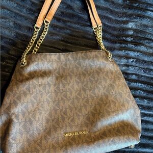 Michael Kors Tan and Gold Shoulder Bag